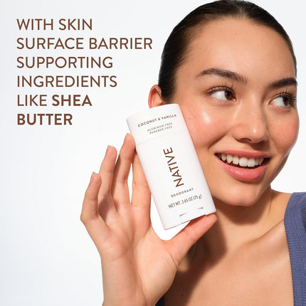 Native Deodorant Contains Naturally Derived Ingredients, 72 Hour Odor Control, Deodorant for Women and Men, Aluminum Free, Coconut & Vanilla 2.65oz