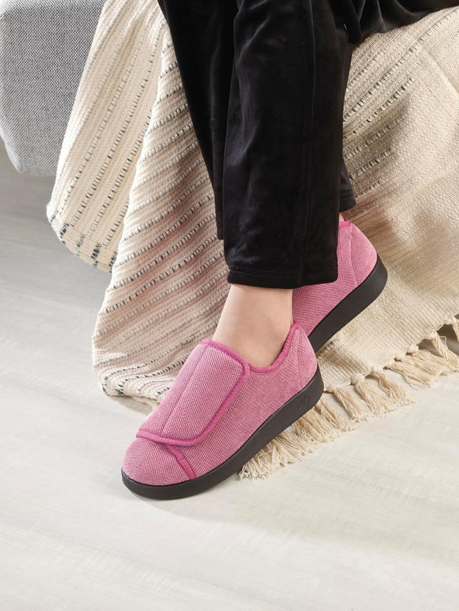 Silverts Women's Extra Wide Adjustable Slippers, Non-Slip Diabetic Shoes