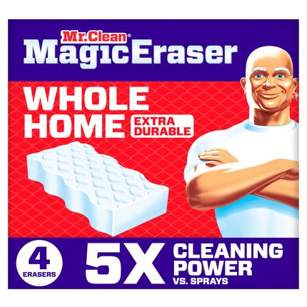 Mr. Clean Magic Eraser, All Purpose Cleaner, Cleaning Scrubber, Wall, Sneaker, Kitchen, Bathroom, Shower Cleaning Supplies, Melamine Pads, Whole Home Extra Durable, 12ct