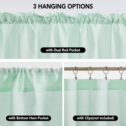 Linen Look Thermal Privacy Cafe Curtains, 2 Panels