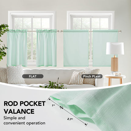 Linen Look Thermal Privacy Cafe Curtains, 2 Panels