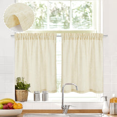 Natural Farmhouse Cafe Tier Curtains, 2 Panels