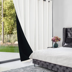 Double Layer Total Blackout Curtain, 1 Panel, White