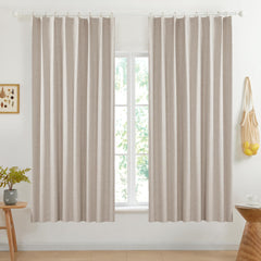 100% Blackout Pinch Pleat Curtains, Cream, 2 Panels