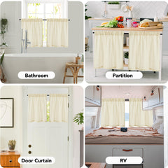 Natural Farmhouse Cafe Tier Curtains, 2 Panels
