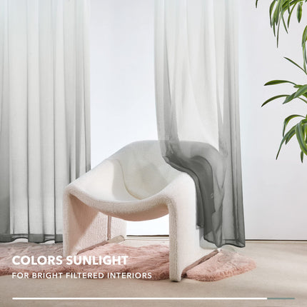 Ombre Sheer Voile Curtains, Rod Pocket, Light Grey