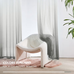 Ombre Sheer Voile Curtains, Rod Pocket, Light Grey
