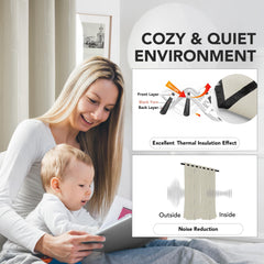 Room Darkening Curtains with Line Foil Print, Navy Blue, 2 Panels