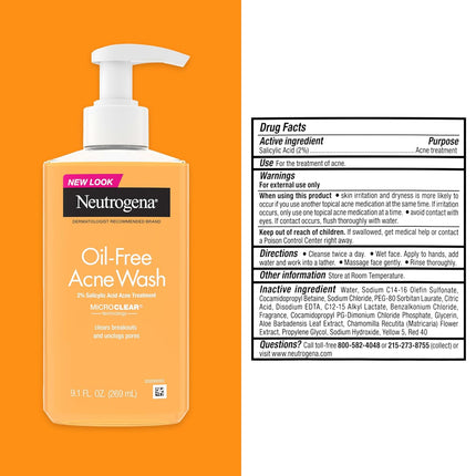Neutrogena Oil Free Acne Face Wash, 9.1 fl. oz