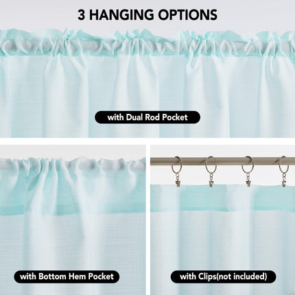 Linen Look Thermal Privacy Cafe Curtains, 2 Panels