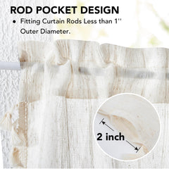 Natural Farmhouse Cafe Tier Curtains, 2 Panels