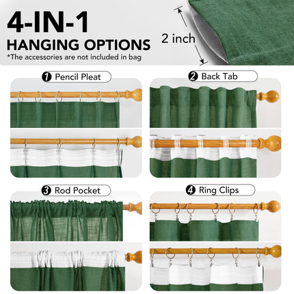 Light Filtering Linen Drapes, Back Tab & Rod Pocket