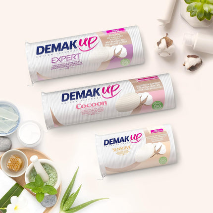 Demak'Up Cocoon Cotton Pads — 85 Discs, Skin-Friendly
