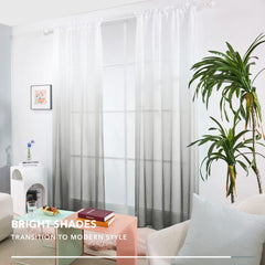 Ombre Sheer Voile Curtains, Rod Pocket, Light Grey