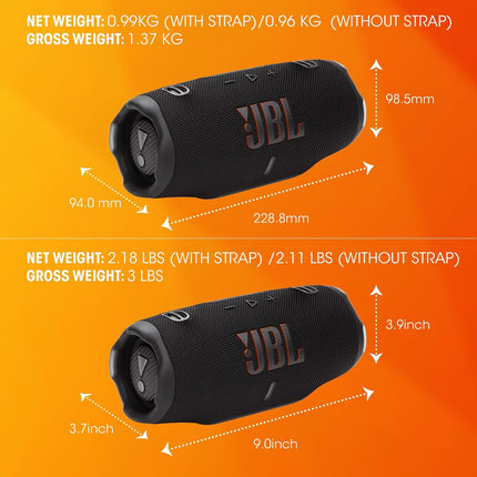 JBL Charge 6 Portable Bluetooth Speaker — 28h, IP68, Black