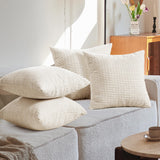 Corduroy Throw Pillow Covers, Cream White, 4PCS