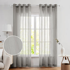 Sheer Grommet Curtains with Summer Flowers