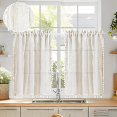 Natural Farmhouse Cafe Tier Curtains, 2 Panels