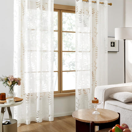 Sheer Grommet Curtains with Summer Flowers