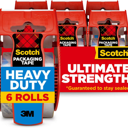 Scotch Heavy Duty Packing Tape, 1.88 in x 800 in, 6 Rolls