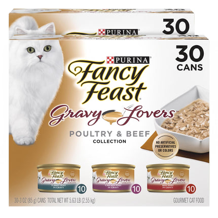 Purina Fancy Feast Gravy Lovers, Poultry & Beef Wet Cat Food, 3oz, 24-Pack