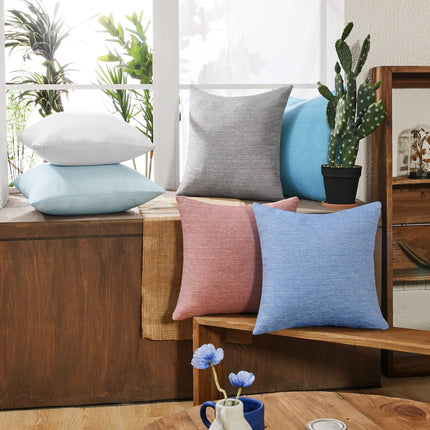 Faux Linen Pillow Covers, 18x18 Inch, Set of 4