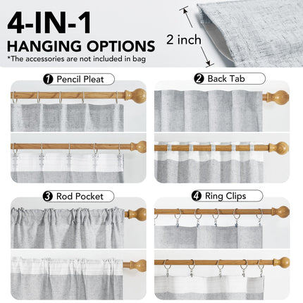 Light Filtering Linen Drapes, Back Tab & Rod Pocket