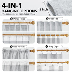 Light Filtering Linen Drapes, Back Tab & Rod Pocket