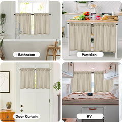 Natural Farmhouse Cafe Tier Curtains, 2 Panels
