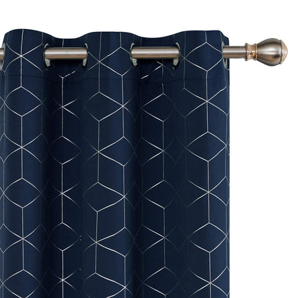 Thermal Blackout Curtains with Silver Foil Print