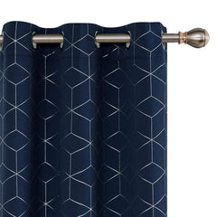 Thermal Blackout Curtains with Silver Foil Print