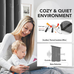 Room Darkening Curtains with Line Foil Print, 2 Panels