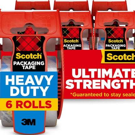Scotch Heavy Duty Packing Tape, 1.88 in x 800 in, 6 Rolls