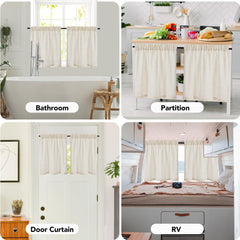 Natural Farmhouse Cafe Tier Curtains, 2 Panels