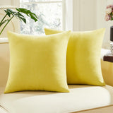 Faux Linen Pillow Covers, 16x16 Inch, Creamy White, 2PCS