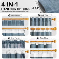 Light Filtering Linen Drapes, Back Tab & Rod Pocket