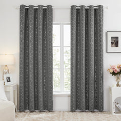Thermal Blackout Curtains with Silver Foil Print
