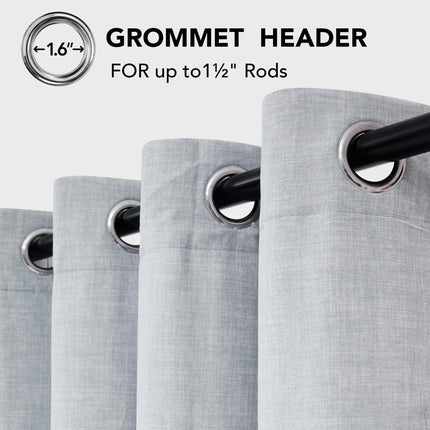 Double Liner Linen Curtains with Silver Coating, 2 Panels