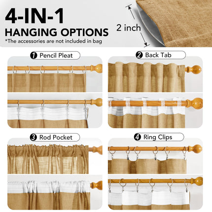 Light Filtering Linen Drapes, Back Tab & Rod Pocket