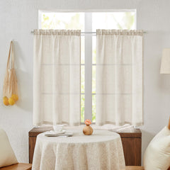 Natural Farmhouse Cafe Tier Curtains, 2 Panels