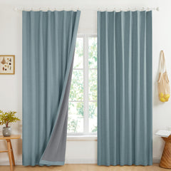 100% Blackout Pinch Pleat Curtains, Cream, 2 Panels