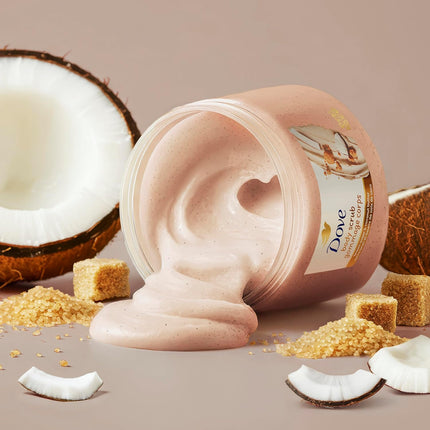 Dove Brown Sugar and Coconut Butter Body Scrub Exfoliates and Deeply 15 oz