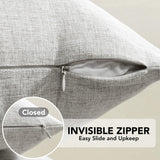 Faux Linen Pillow Covers, 16x16 Inch, Creamy White, 2PCS