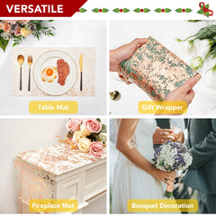 Sequin Glitter Table Runner, 2PCS, 9FT, Gold