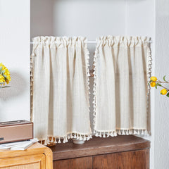 Natural Farmhouse Cafe Tier Curtains, 2 Panels