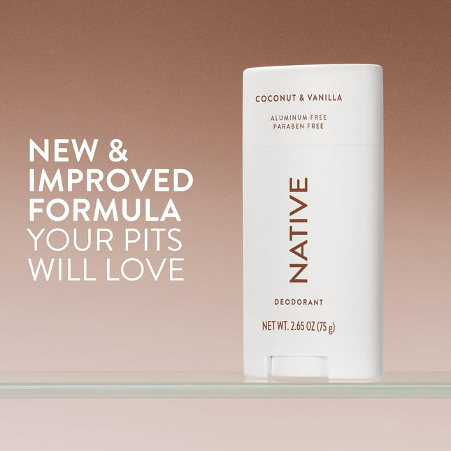 Native Deodorant Contains Naturally Derived Ingredients, 72 Hour Odor Control, Deodorant for Women and Men, Aluminum Free, Coconut & Vanilla 2.65oz
