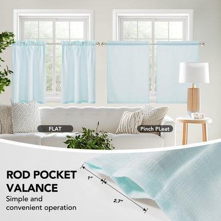 Linen Look Thermal Privacy Cafe Curtains, 2 Panels