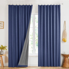 100% Blackout Pinch Pleat Curtains, Cream, 2 Panels