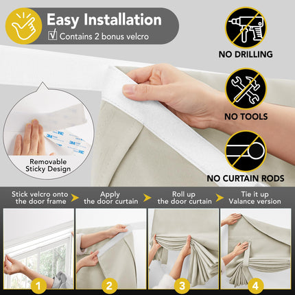 Blackout Door Curtain, Thermal Insulated, 26x80 Inch