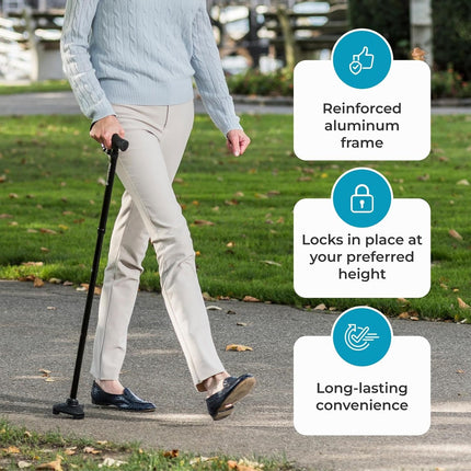 HurryCane Freedom Edition Folding Cane — T Handle, Black